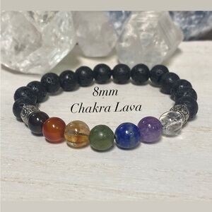 2/$35 - Chakra Lava Stone Stretchy Bracelet - 8mm